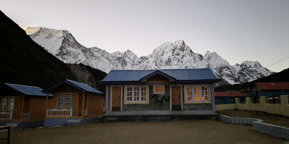 Mount Manaslu (8,163 meters) and other mountains seen from Bhimthang, Manang